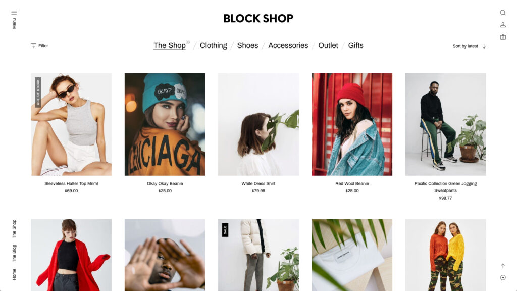 Hlavní strana e-shopu, postaveného na WooCommerce