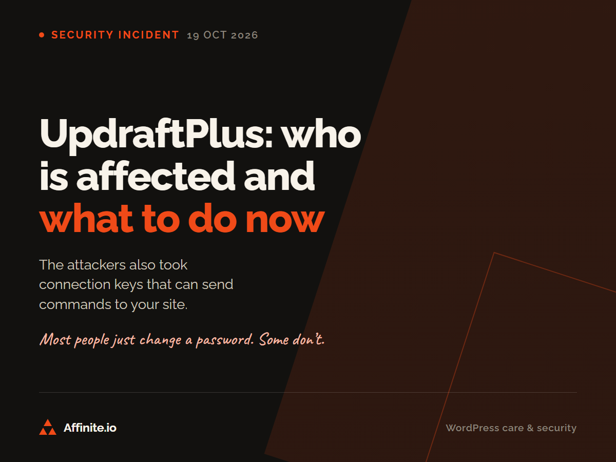 UpdraftPlus security incident: who is affected and what to do now